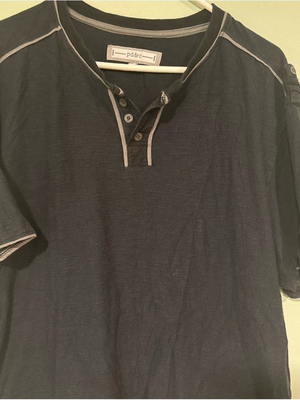 PD&C Navy Henley with Light Gray Trim
